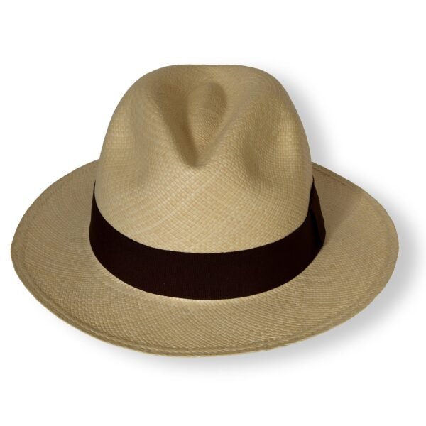 Handmade Unisex Fedora Panama Hat – Natural Straw with Brown Ribbon - Image 5
