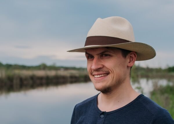 Handmade Unisex Fedora Panama Hat – Natural Straw with Brown Ribbon