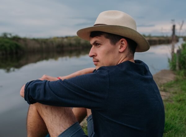 Handmade Unisex Fedora Panama Hat – Natural Straw with Brown Ribbon - Image 3